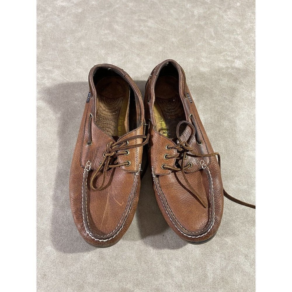 Polo Ralph Lauren Mens Size 11.5 Bienne Brown Leather Casual Boat Shoe Mocassin